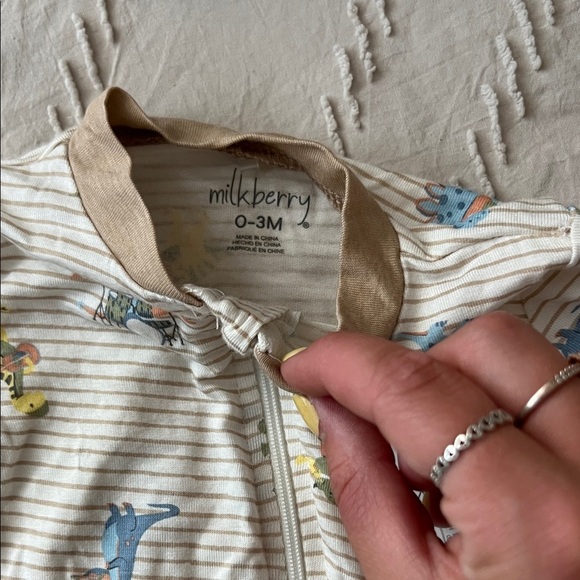 Rayon Bamboo Kids Footie with Dinosaur Print - Picture 3 of 4